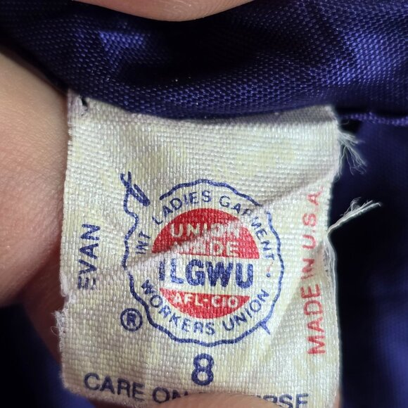 Womens Evan Picone Vintage Purple & Teal Plaid Blazer Jacket Size 8 - Picture 3 of 7